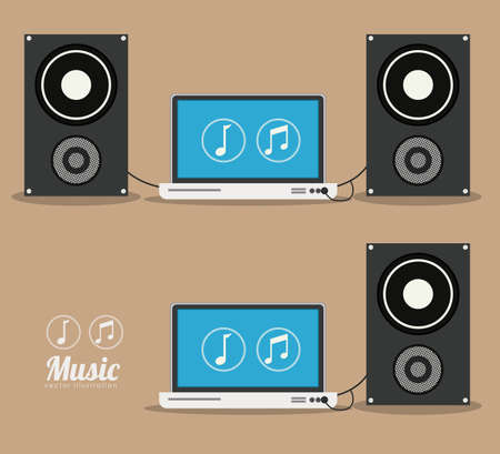 Music design over brown background, vector illustrationのイラスト素材