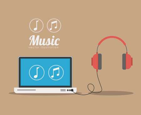 Music design over brown background, vector illustrationのイラスト素材