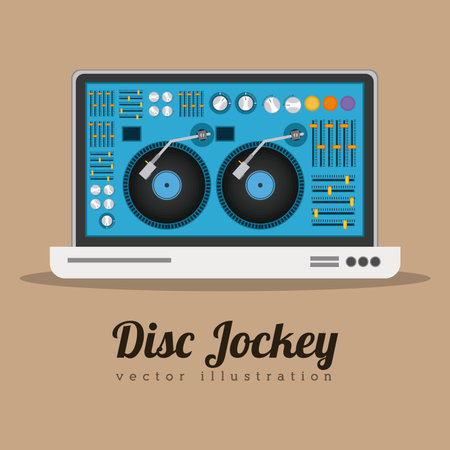 DJ design over brown background, vector illustrationのイラスト素材