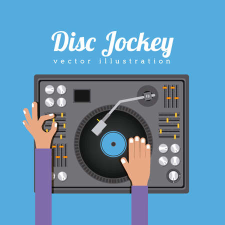 DJ design over blue background, vector illustrationのイラスト素材