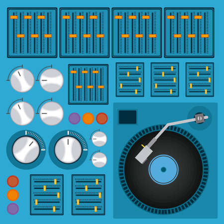 DJ design over blue background, vector illustrationのイラスト素材