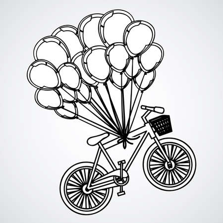 Balloons and bicycleのイラスト素材