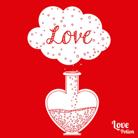 Love potion over red background, vector illustrationのイラスト素材