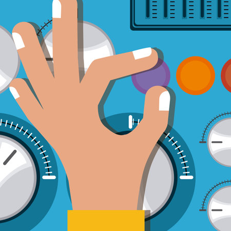 Dj design over blue background, vector illustrationのイラスト素材