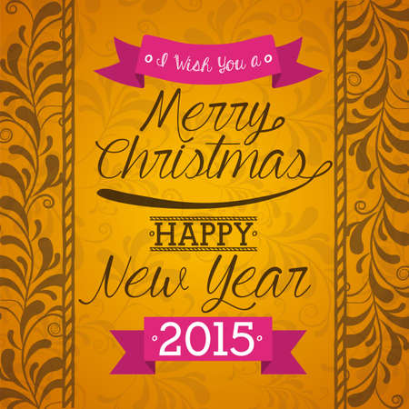 Christmas design over yellow background, vector illustrationのイラスト素材