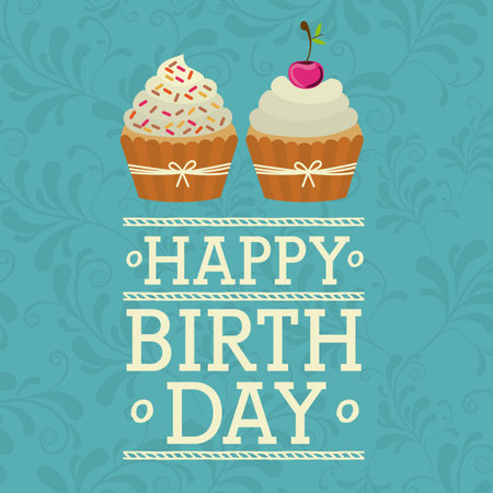 Birhtday design over blue background, vector illustrationのイラスト素材