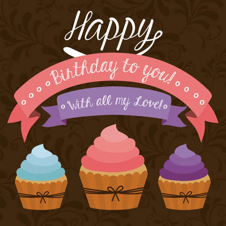 Birhtday design over brown background, vector illustrationのイラスト素材