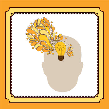 Brain design over yellow background, vector illustrationのイラスト素材
