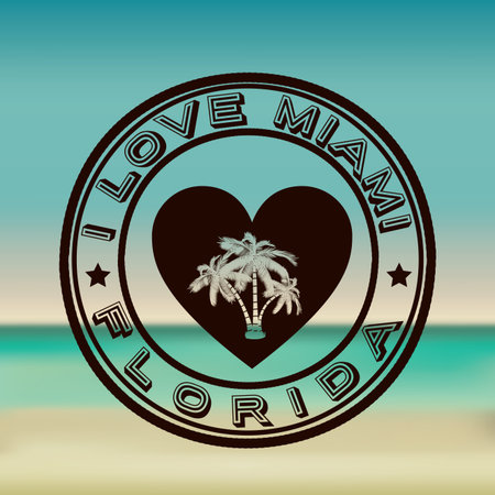 Miami design over beachscape background, vector illustrationのイラスト素材