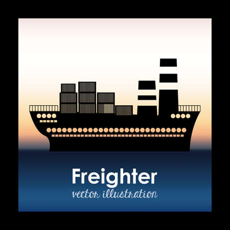 Boat design over black background, vector illustrationのイラスト素材