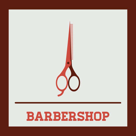 Barber design over red background, vector illustrationのイラスト素材