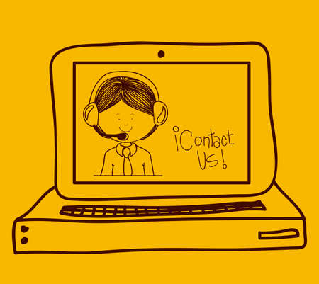 Call center design over yellow background,vector illustrationのイラスト素材