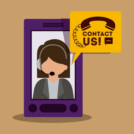 Call center design over beige background,vector illustrationのイラスト素材
