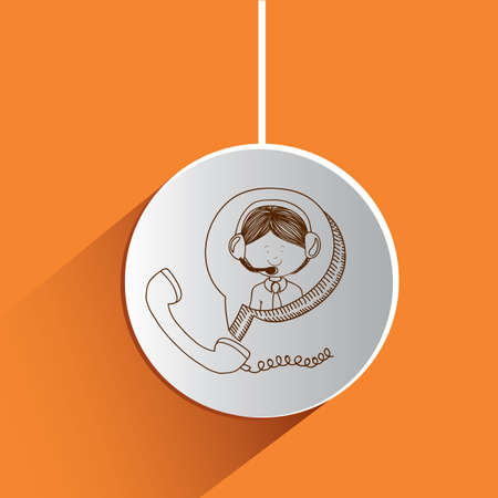 Call center design over orange background, vector illustration.のイラスト素材