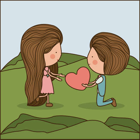 Love design over landscape background ,vector illustration.のイラスト素材