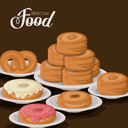 Bakery design brown background, vector illustration.のイラスト素材