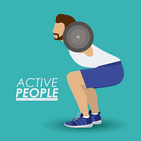 Fitness design over blue background, vector illustration.のイラスト素材