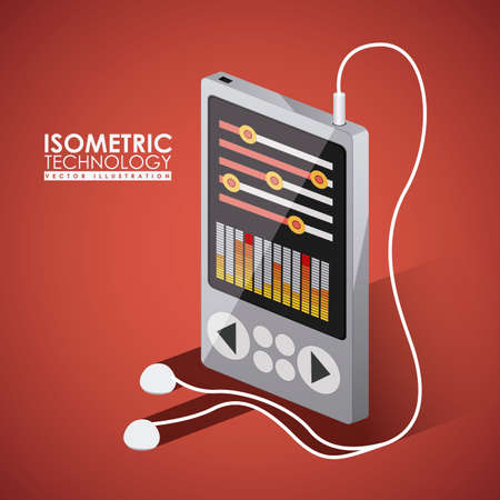 Technology over red background, illustration.のイラスト素材