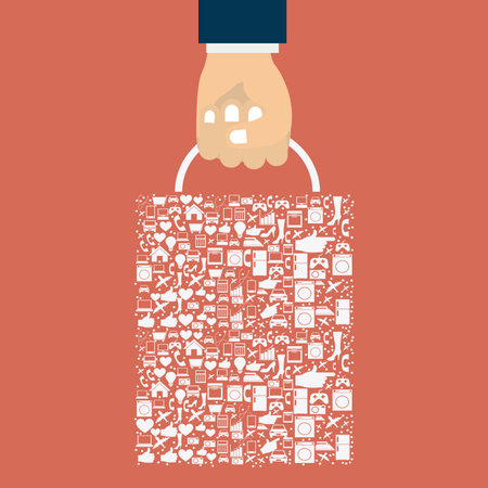 Shopping bag design over red backgroundのイラスト素材