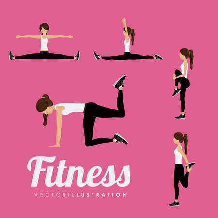 Fitness woman design over pink backgroundのイラスト素材