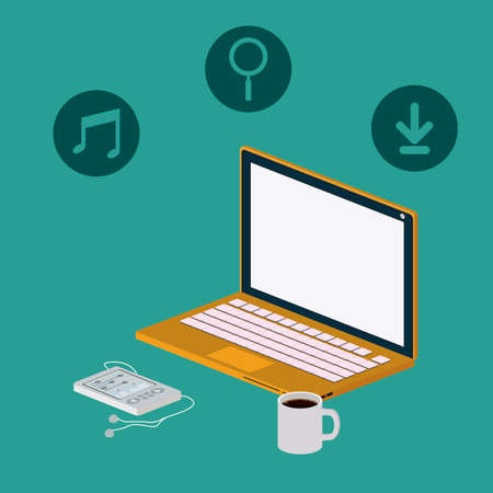 Technology laptop design over blue backgroundのイラスト素材