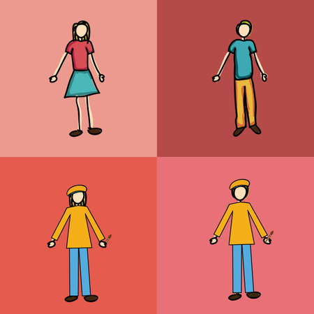 Professions, desing over, pink, square, background,のイラスト素材