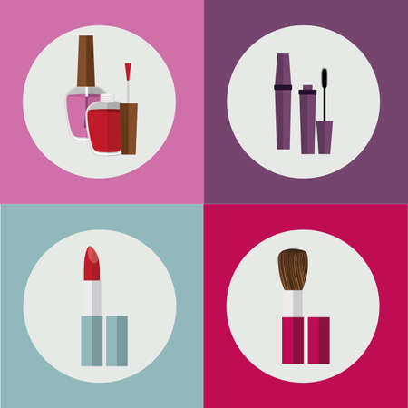 make up desing over colors background, vector illustrationのイラスト素材