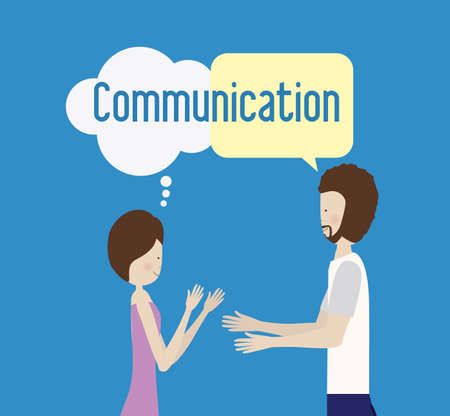 communicate, talk, desing over, blue background, vector illustrationのイラスト素材