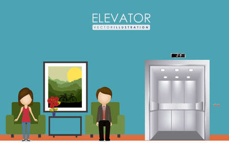 elevator, up, down, desing over, white blue background, vector illustration.のイラスト素材