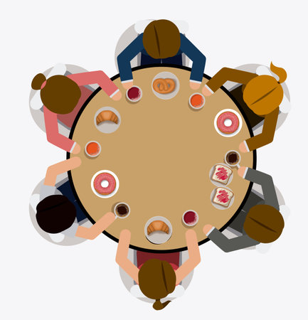 lunch time desing over, white backgrund, vector illustration.のイラスト素材