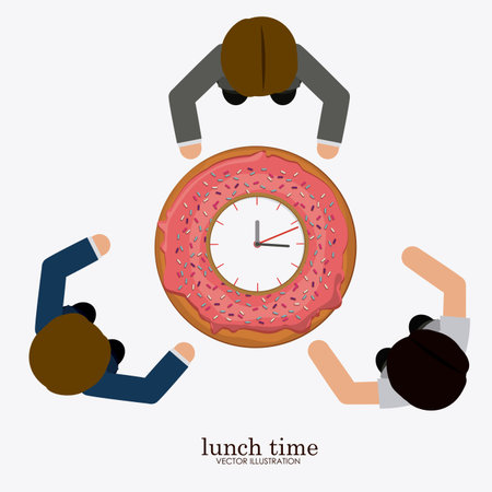 lunch time desing over, white backgrund, vector illustration.のイラスト素材