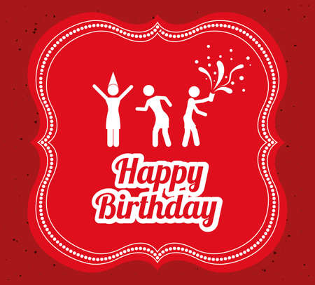 happy birthday design over white background, vector illustration.のイラスト素材