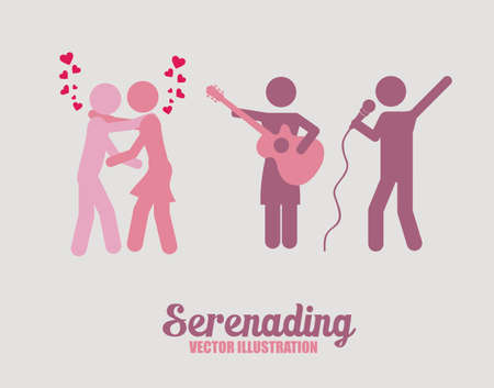 Singing and dancing icons, vector illustrationのイラスト素材