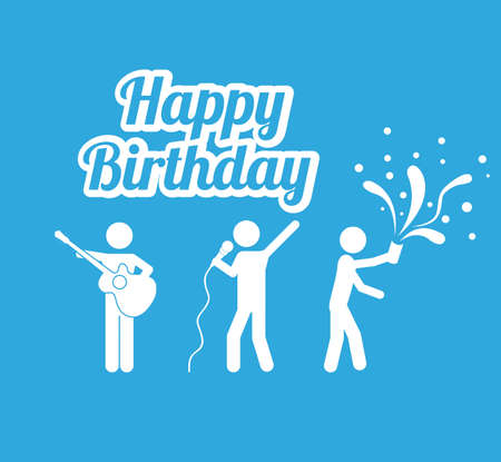 happy birthday design over white background, vector illustration.のイラスト素材