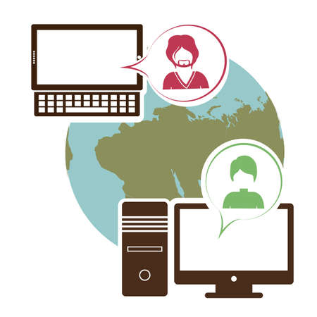 Social Network design over white background, vector illustrationのイラスト素材
