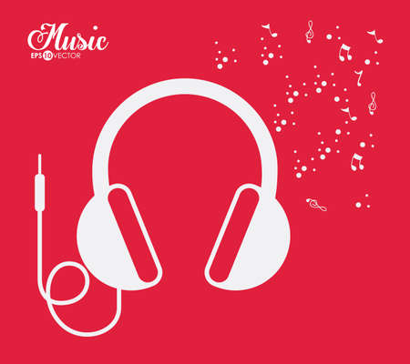 Music design over red background, vector illustrationのイラスト素材