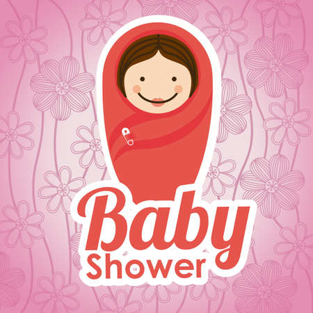 Baby Showe design over floral background, vector illustrationのイラスト素材