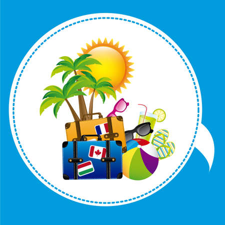 Summer Vacation design over blue background, vector illustrationのイラスト素材