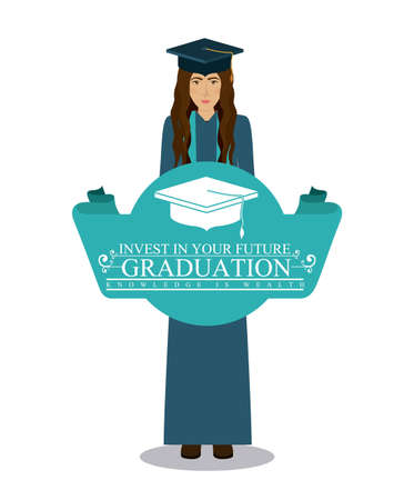 University and Graduation design over white background, vector illustrationのイラスト素材