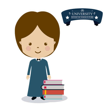 University and Graduation design over white background, vector illustrationのイラスト素材