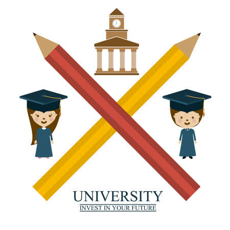 University and Graduation design over white background, vector illustrationのイラスト素材