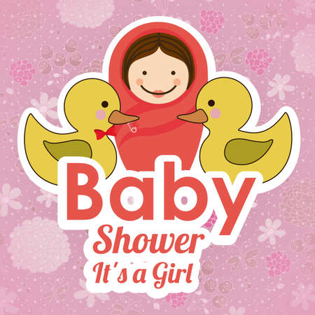 Baby Showe design over pink background, vector illustrationのイラスト素材