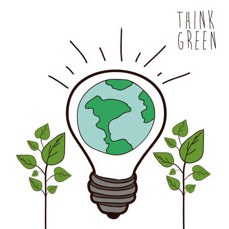 Think green design over white background, vector illustrationのイラスト素材