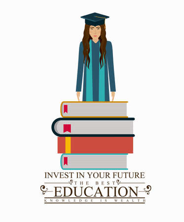 University and Graduation design over white background, vector illustrationのイラスト素材
