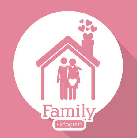 Family design over pink background, vector illustrationのイラスト素材