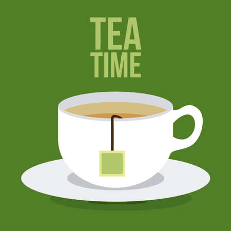 Tea time design over green background, vector illustrationのイラスト素材