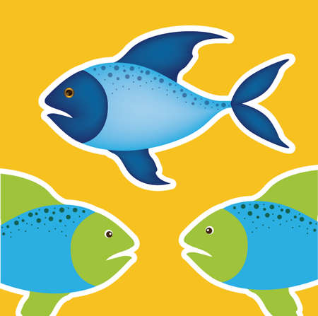 Fish design over yellow background, vector illustrationのイラスト素材