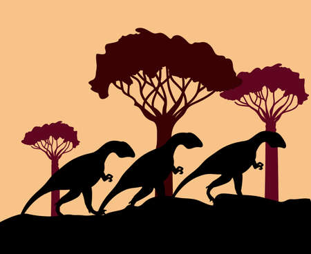 Prehistoric design over landscape background,vector illustrationのイラスト素材