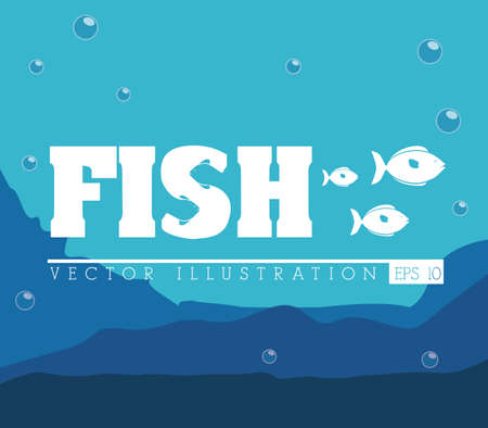 Fish design over blue background, vector illustrationのイラスト素材