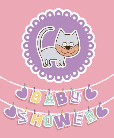 Baby Shower design over pink background, vector illustrationのイラスト素材